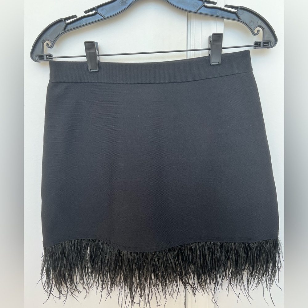 Staud Chaya Feather Trimmed Mini Skirt